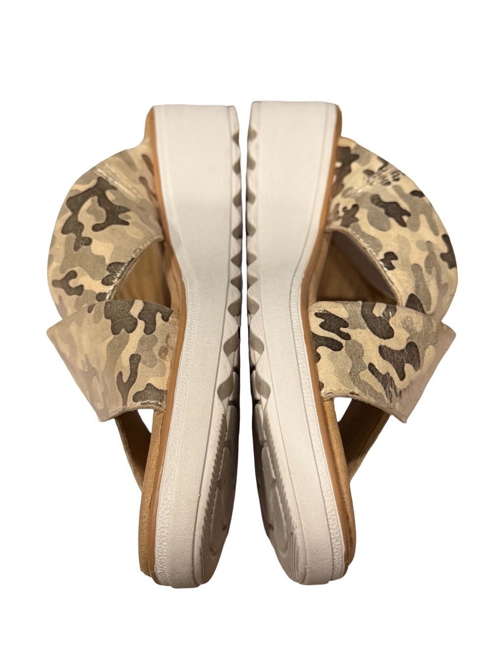 Clarks Collection Metallic Camo Cross Strap Platform Sandals Size 11 M - Picture 11 of 15